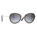 Chanel - Round Sunglasses - Black Gold Gray - Chanel Eyewear