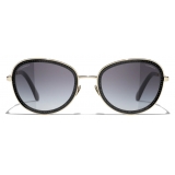 Chanel - Occhiali da Sole Rotondi - Nero Oro Grigio - Chanel Eyewear