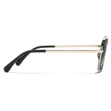 Chanel - Occhiali da Sole Rotondi - Nero Oro Grigio - Chanel Eyewear