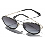 Chanel - Occhiali da Sole Rotondi - Nero Oro Grigio - Chanel Eyewear