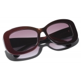 Chanel - Occhiali da Sole Rettangolari - Rosso Borgogna - Chanel Eyewear