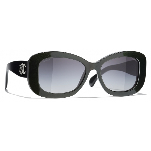 Chanel - Rectangular Sunglasses - Green Gray - Chanel Eyewear