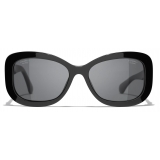 Chanel - Rectangular Sunglasses - Black Gray Polarized - Chanel Eyewear