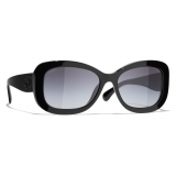 Chanel - Occhiali da Sole Rettangolari - Nero Grigio Sfumate - Chanel Eyewear