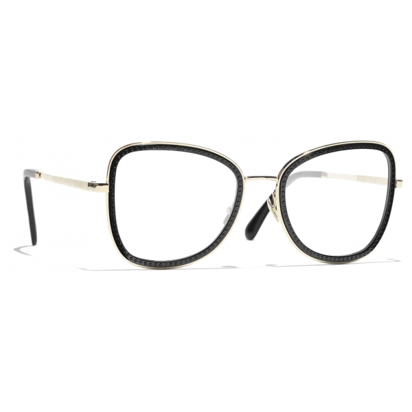 Chanel - Occhiali da Vista Quadrati - Nero Oro - Chanel Eyewear