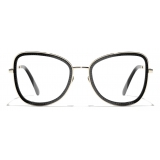 Chanel - Occhiali da Vista Quadrati - Nero Oro - Chanel Eyewear