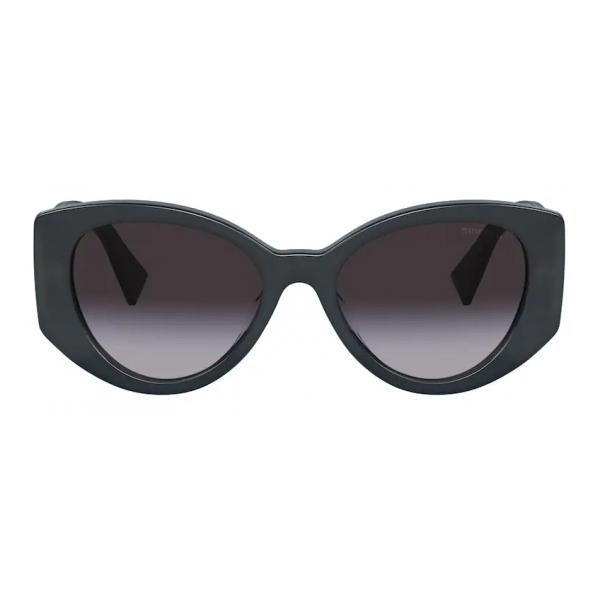 Miu Miu - Miu Miu Logo Sunglasses - Oval - Gradient Smoke Gray - Sunglasses - Miu Miu Eyewear