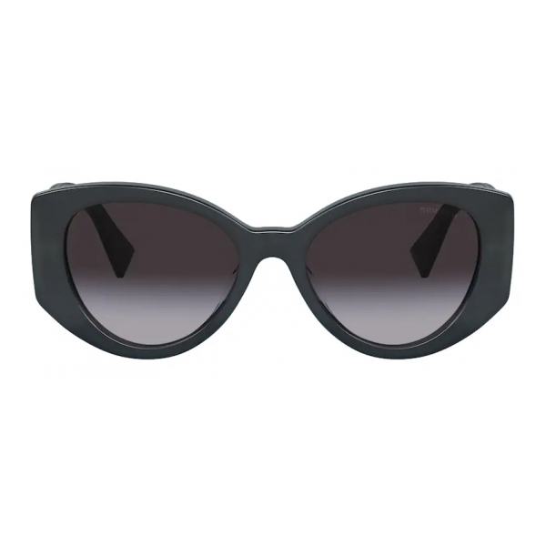 Miu Miu - Miu Miu Logo Sunglasses - Oval - Gradient Smoke Gray ...