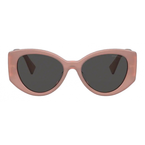 Miu Miu - Miu Miu Logo Sunglasses - Oval - Cameo Beige Slate Gray ...