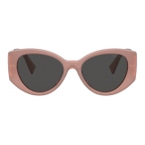 Miu Miu - Miu Miu Logo Sunglasses - Oval - Cameo Beige Slate Gray - Sunglasses - Miu Miu Eyewear