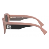 Miu Miu - Miu Miu Logo Sunglasses - Oval - Cameo Beige Slate Gray - Sunglasses - Miu Miu Eyewear