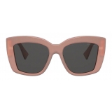 Miu Miu - Occhiali Miu Miu Logo - Quadrati - Cammeo Beige Ardesia - Occhiali da Sole - Miu Miu Eyewear