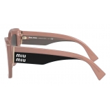 Miu Miu - Occhiali Miu Miu Logo - Quadrati - Cammeo Beige Ardesia - Occhiali da Sole - Miu Miu Eyewear