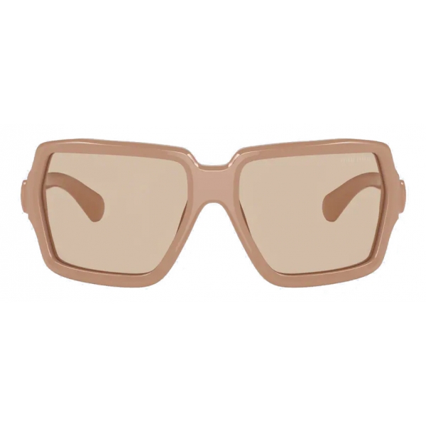 Miu Miu - Miu Miu Logo Sunglasses - Mask - Cameo Beige Brown - Sunglasses - Miu Miu Eyewear