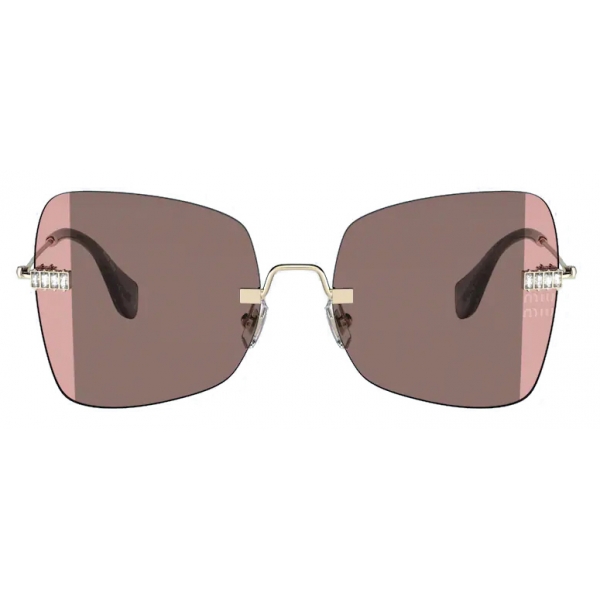 Miu Miu - Miu Miu Manière Sunglasses - Square - Pale Gold Gray Alabaster - Sunglasses - Miu Miu Eyewear
