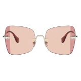 Miu Miu - Miu Miu Manière Sunglasses - Square - Pale Gold Pink Rasberry - Sunglasses - Miu Miu Eyewear