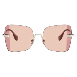 Miu Miu - Occhiali Miu Miu Manière - Quadrati - Oro Pallido Rosa Lampone  - Occhiali da Sole - Miu Miu Eyewear