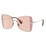 Miu Miu - Occhiali Miu Miu Manière - Quadrati - Oro Pallido Rosa Lampone  - Occhiali da Sole - Miu Miu Eyewear