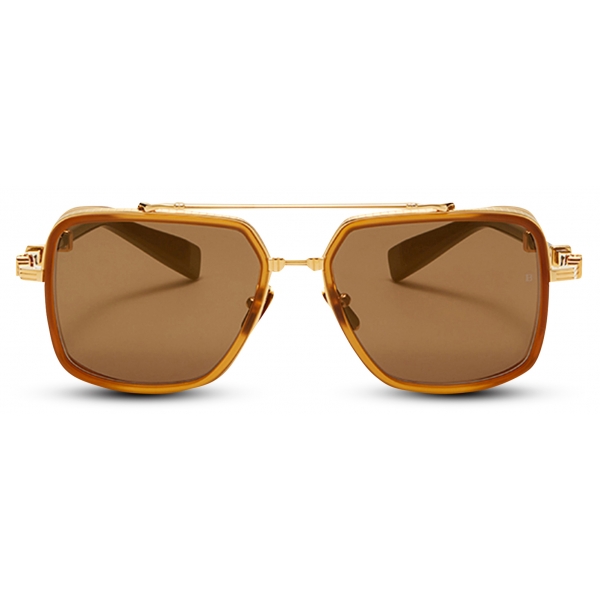 Balmain - Officier Sunglasses in Titanium - Gold - Balmain Eyewear