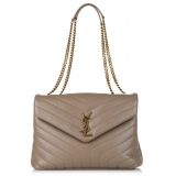 Yves Saint Laurent Vintage - LouLou Leather Shoulder Bag - Marrone Beige - Borsa in Pelle - Alta Qualità Luxury