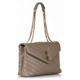 Yves Saint Laurent Vintage - LouLou Leather Shoulder Bag - Marrone Beige - Borsa in Pelle - Alta Qualità Luxury