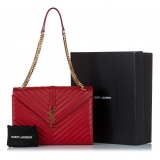 Yves Saint Laurent Vintage - Monogram Chevron Envelope Crossbody Bag - Red - Leather Handbag - Luxury High Quality