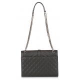 Yves Saint Laurent Vintage - Monogram Envelope Leather Shoulder Bag - Grigio Scuro - Borsa in Pelle - Alta Qualità Luxury