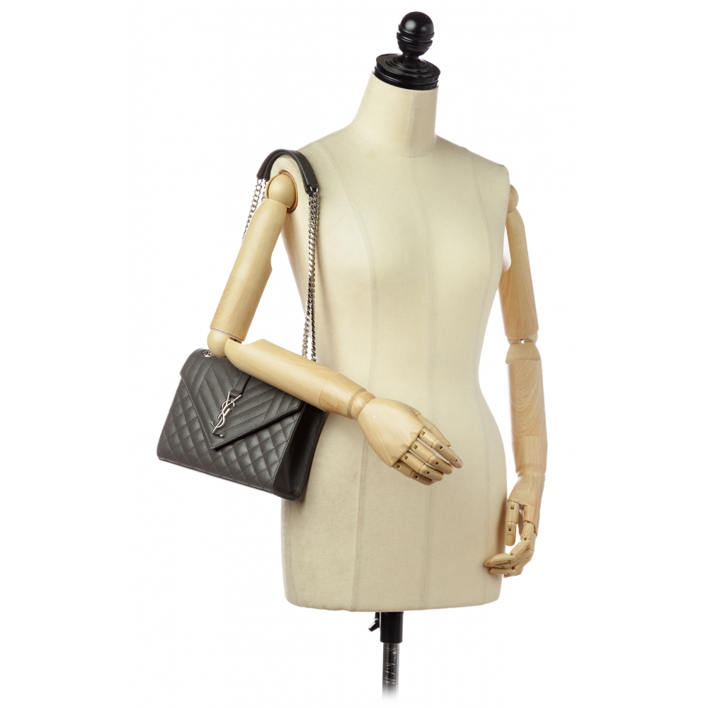Yves Saint Laurent Vintage - Monogram Envelope Leather Shoulder Bag - Dark  Gray - Leather Handbag - Luxury High Quality - Avvenice