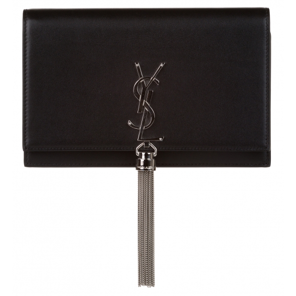 Yves Saint Laurent Vintage - Kate Leather Wallet on Chain - Black Silver - Leather Wallet - Luxury High Quality