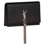 Yves Saint Laurent Vintage - Kate Leather Wallet on Chain - Black Silver - Leather Wallet - Luxury High Quality