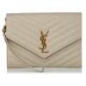 Yves Saint Laurent Vintage - Monogram Chevron Leather Clutch Bag - Marrone Beige - Borsa in Pelle - Alta Qualità Luxury
