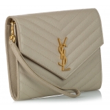 Yves Saint Laurent Vintage - Monogram Chevron Leather Clutch Bag - Marrone Beige - Borsa in Pelle - Alta Qualità Luxury