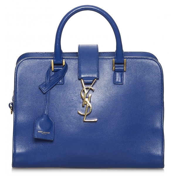 Yves Saint Laurent Vintage - Monogram Cabas Leather Satchel - Blue