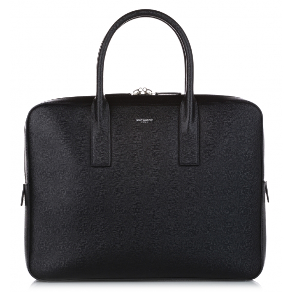 Yves Saint Laurent Vintage Museum Leather Briefcase Black