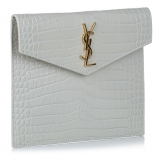 Yves Saint Laurent Vintage - Embossed Uptown Envelope Clutch - Bianco - Borsa in Pelle - Alta Qualità Luxury