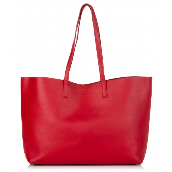Yves Saint Laurent Vintage - EastWest Leather Tote Bag - Red - Leather Handbag - Luxury High Quality