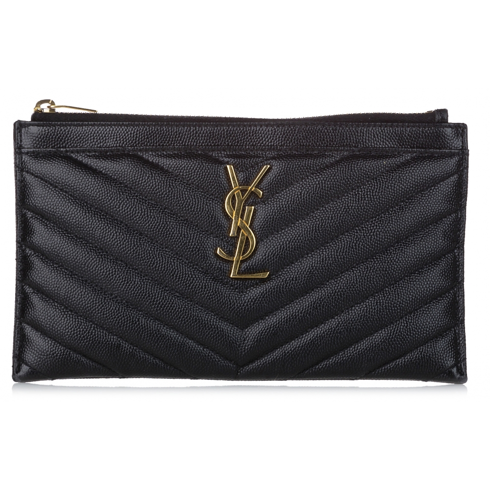 Yves Saint Laurent Vintage - Monogram Bill Pouch - Black - Leather Handbag  - Luxury High Quality - Avvenice