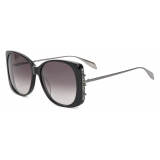 Alexander McQueen - Women's Punk Stud Square Sunglasses - Black Ruthenium - Alexander McQueen Eyewear