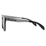 Alexander McQueen - Men's McQueen Graffiti Flat Top Sunglasses - Black Grey - Alexander McQueen Eyewear