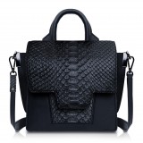 Ammoment - Python in Black - Leather Lexi Crossbody Bag
