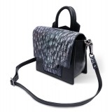 Ammoment - Ostrich in Tahitian Pearl Black - Leather Lexi Crossbody Bag