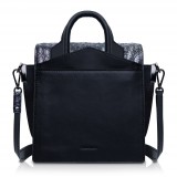 Ammoment - Ostrich in Tahitian Pearl Black - Leather Lexi Crossbody Bag