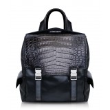 Ammoment - Caiman in Degrade Coal New Age - Leather Zane Small Backpack
