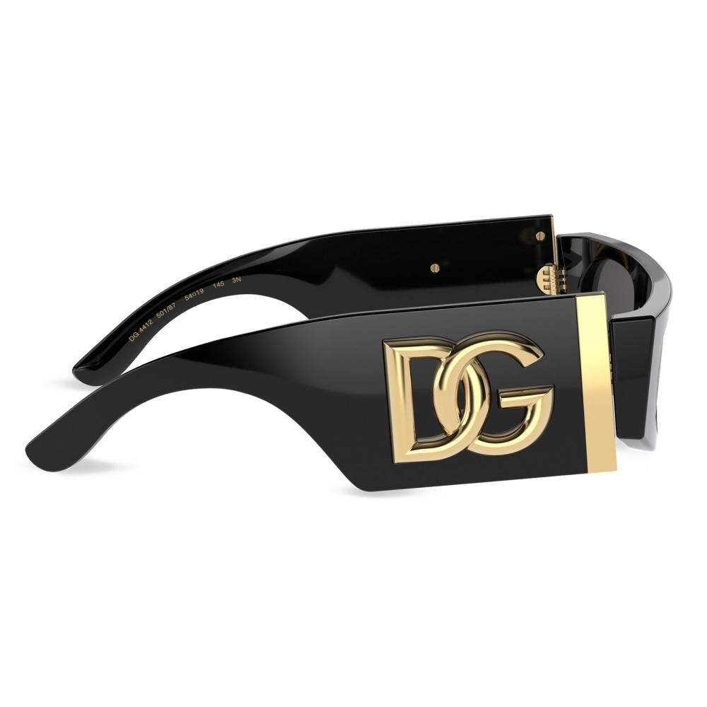 Dolce & Gabbana DG Logo Buckle Leather Belt in Nero /Gold