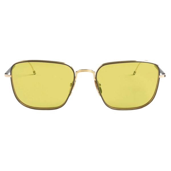 Thom Browne - Gold Navy and Amber Aviator Sunglasses - Thom Browne Eyewear