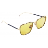 Thom Browne - Gold Navy and Amber Aviator Sunglasses - Thom Browne Eyewear