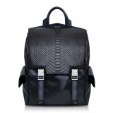 Ammoment - Python in Black - Leather Zane Large Backpack