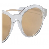 Thom Browne - Crystal and Gold Flash Brown Round Sunglasses - Thom Browne Eyewear