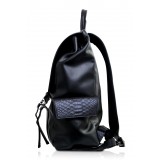 Ammoment - Python in Black - Leather Zane Large Backpack