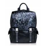 Ammoment - Ostrich in Tahitian Pearl Black - Leather Zane Large Backpack